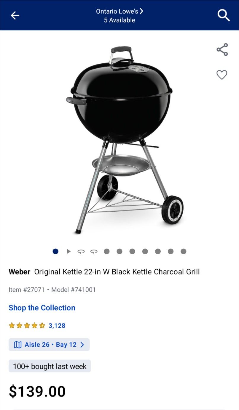 Original Kettle Premium 22 in. Charcoal Grill With Cover