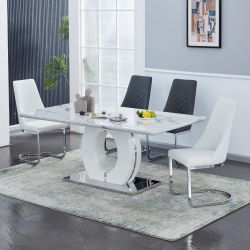 High Gloss Table and Leather Chair-2PCS/CTN
