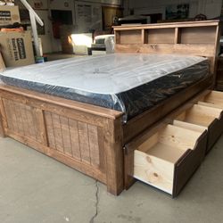 Queen Bed 3 Drawers And Mattress