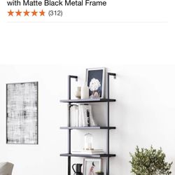 Theo Blackwood 5 Shelf Bookcase Matte Black Frame (new)