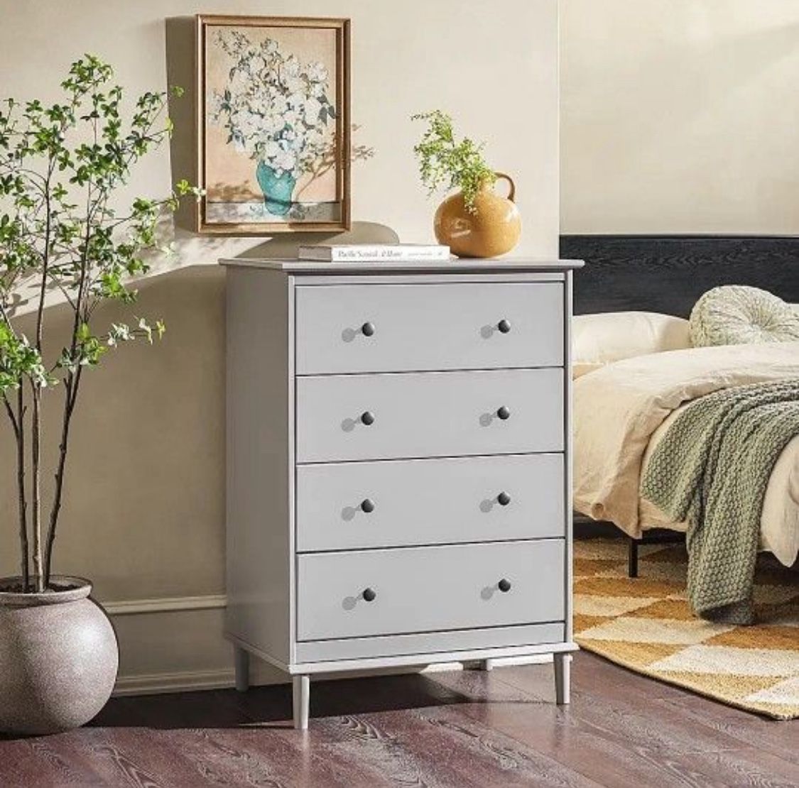 New Solid Wood 4 Drawer Storage Chest Dresser  
