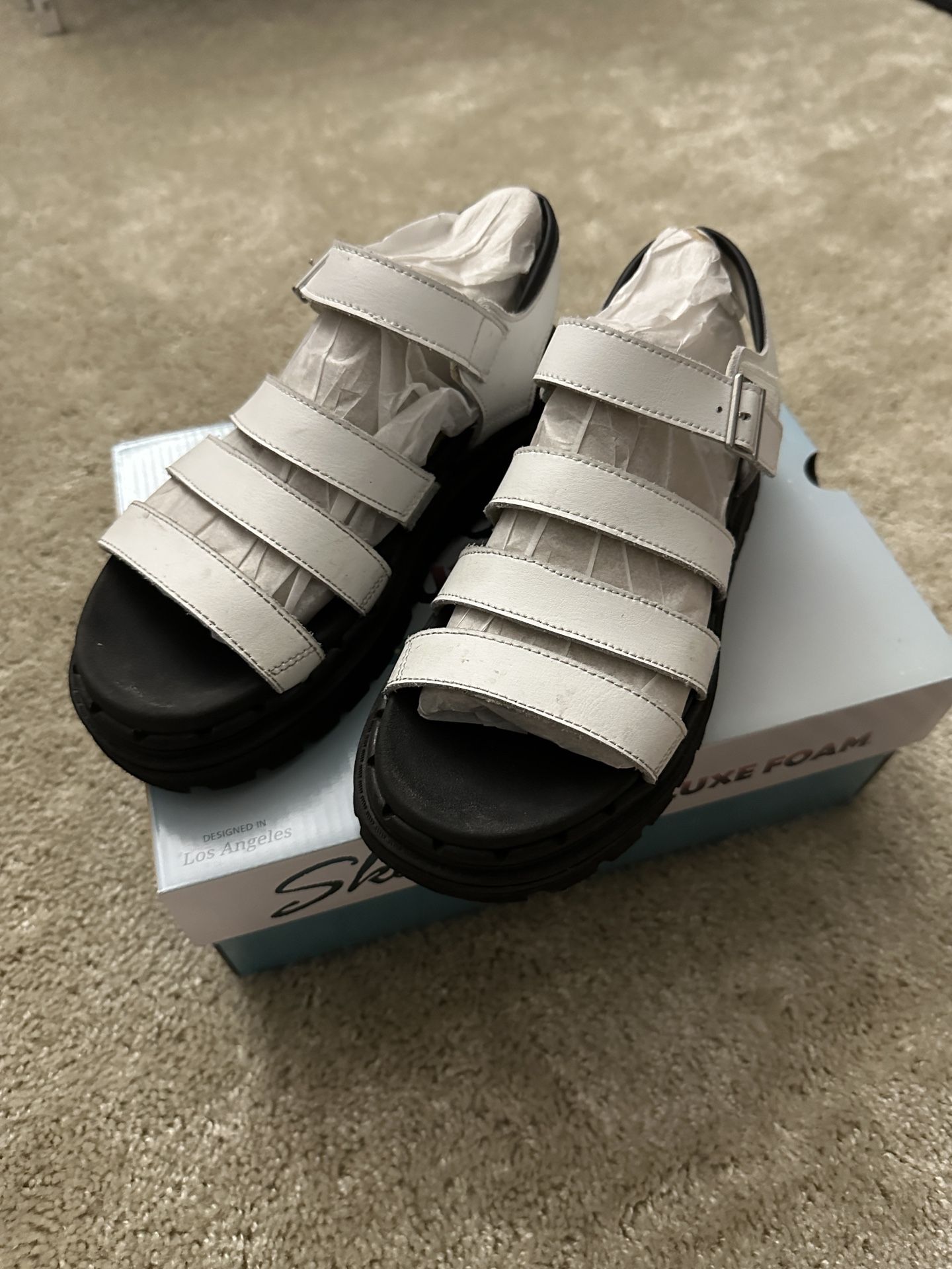 Skechers Jammin Poppin Luxe Foam Strappy Platform Sandal Size 6
