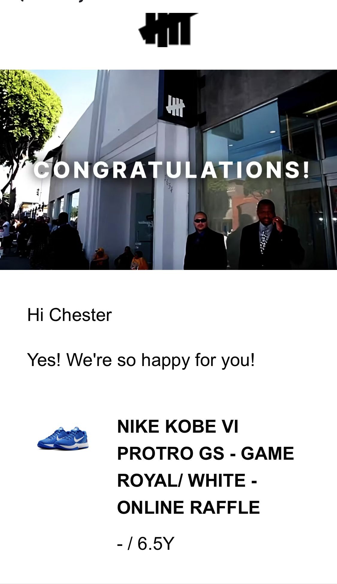 Nike Kobe 6 Protro DODGERS GS Size 6.5Y DS
