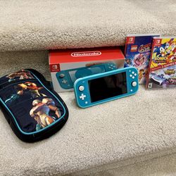 Nintendo Switch 32GB Lite Turquoise w/ Games + Accessories