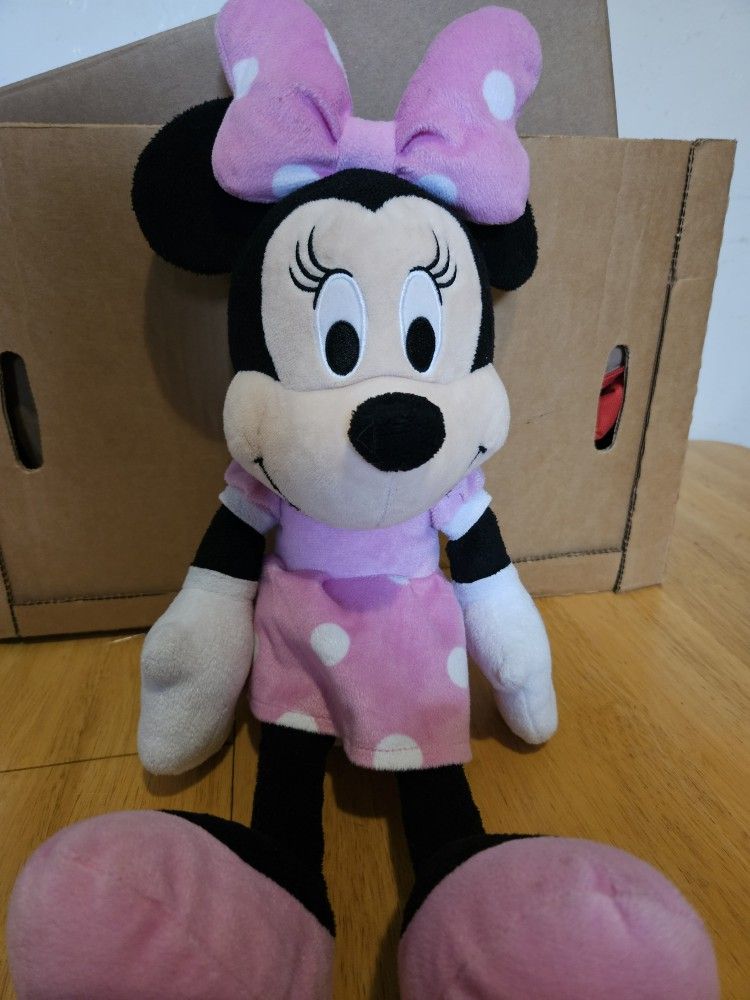 Large Minnie Mouse Plush with Pink Polka Dot Dress 20 inches tall