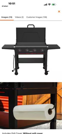 Daytona 4-Burner Propane Gas Griddle with Lid in Black