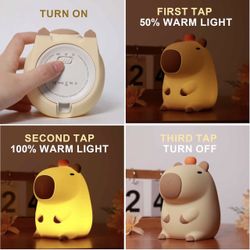 Night Light, Cute Capybara Gifts for Kids, Soft Silicone Lamp Kids Nursery Nightlight LED Touch Light, Kids Bedroom Decor as Xmas Birthday Gifts for B