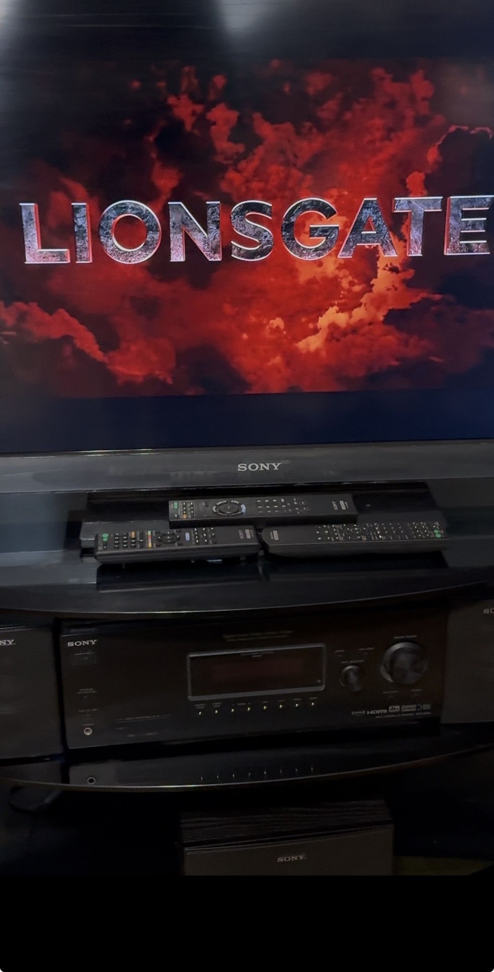 Sony Bravia 40” Tv, Sony Surround System & Glass Table