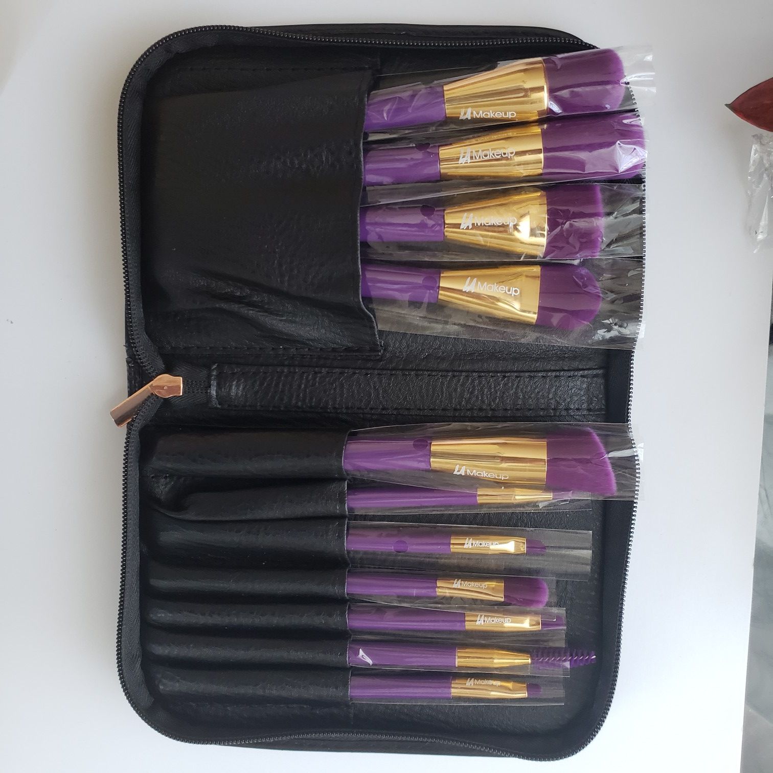 11pcs purple makeup brush set with bookcases bag