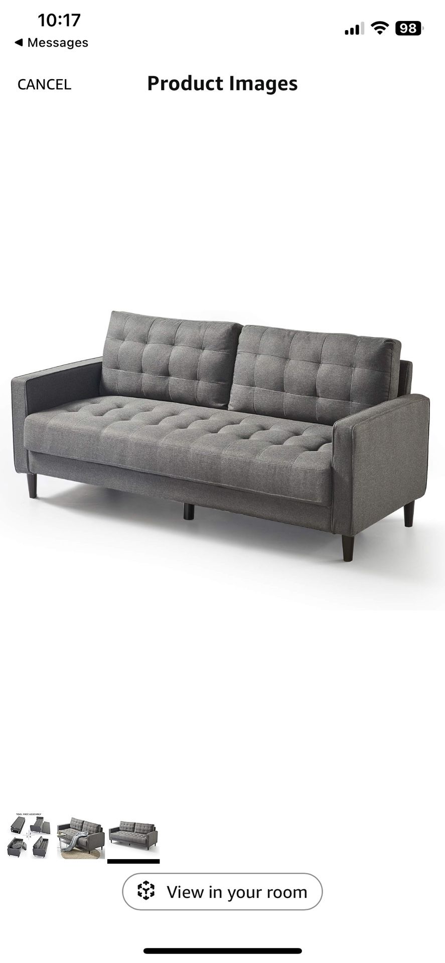 ZINUS Benton Sofa Couch, Dark Blue-Grey