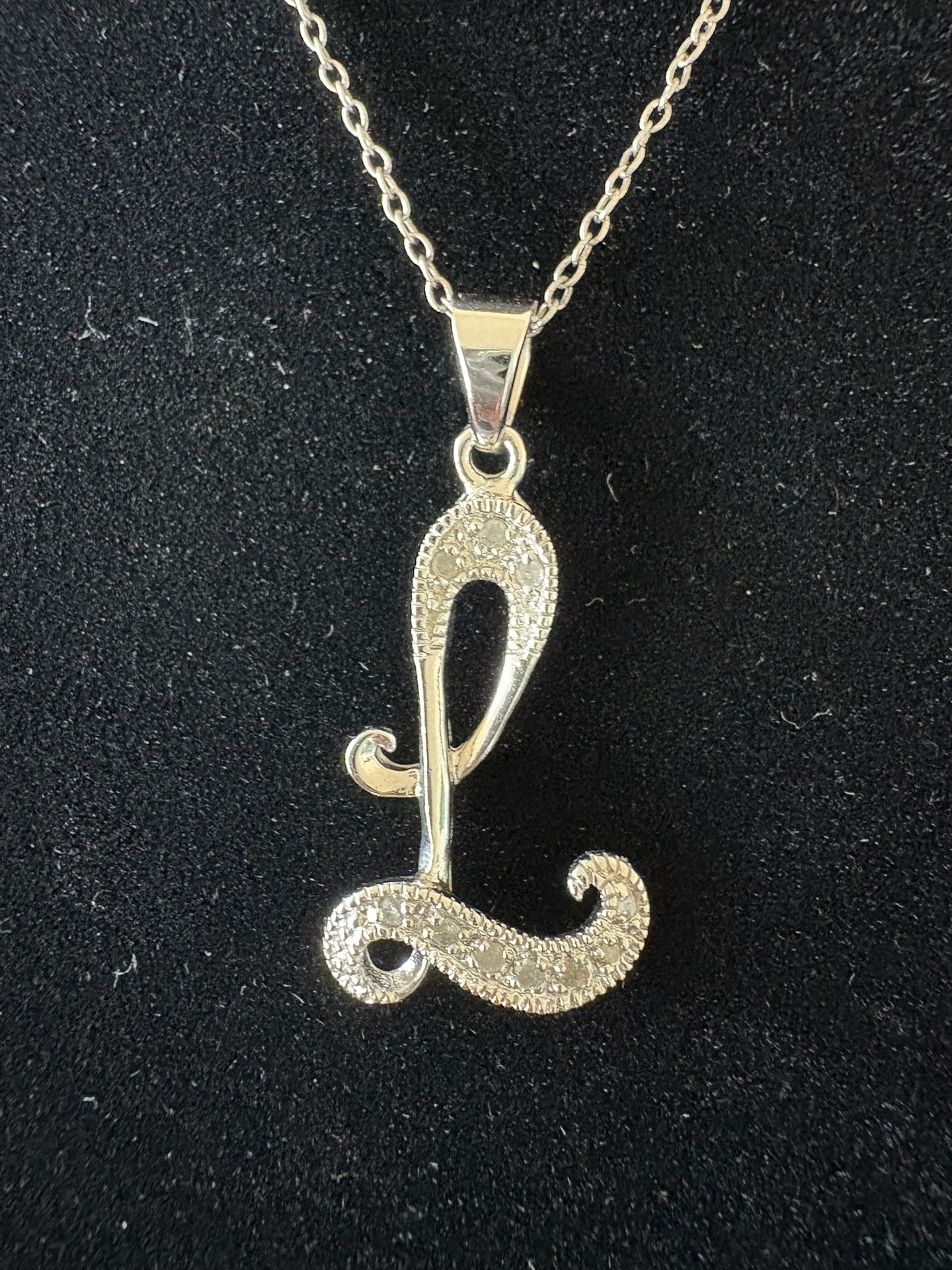 Sterling Silver Diamond L Necklace