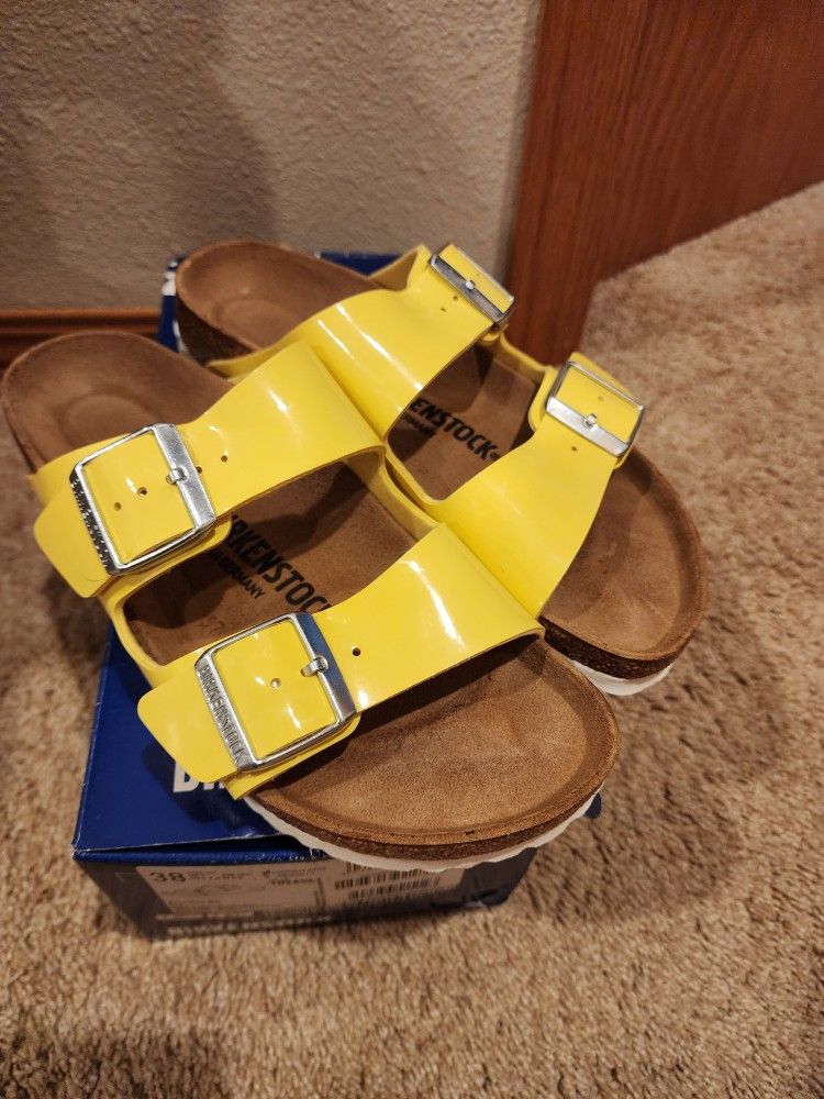 Women New Yellow Leather  Birkenstock Sandal Shoes 88