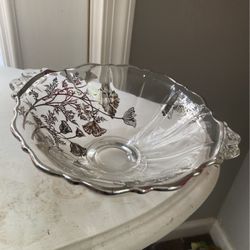 Biwl W/ Handpsinted Sterling Floral Designs