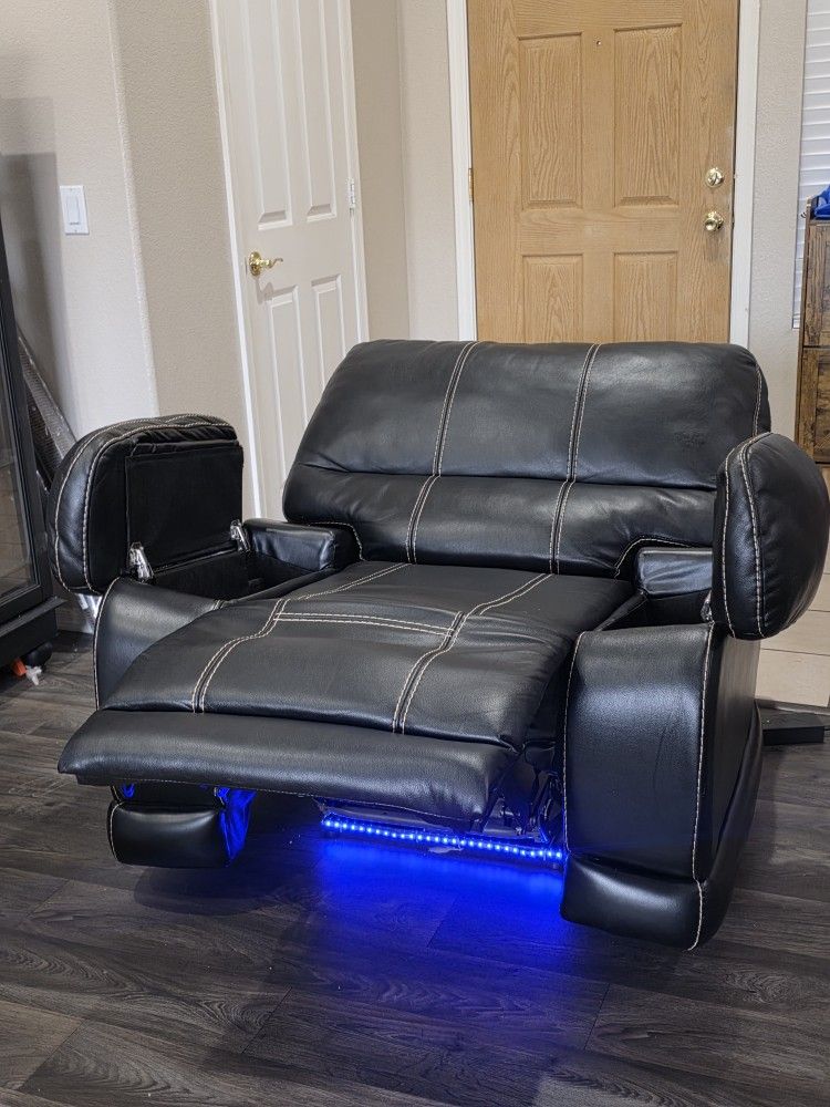 Electric Leather Recliner With Storage And Lights/ Couch/ Sofa
