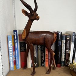 Wood Hand Carved Antelope 