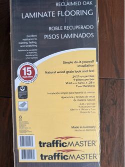 Traffic Master reclaimed oak laminate flooring