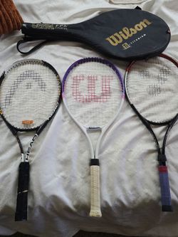 Lot of 3 Tennis Rackets Wilson and Head