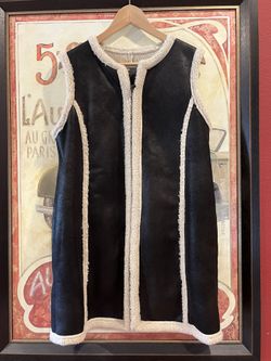 NWT! $675 Faux Leather Coat Jacket SZ M - Black & white trim (from Nordstrom rack)