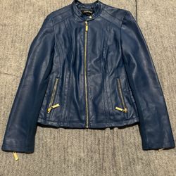 Ellen Tracy Blue Moto Jacket – Size M 