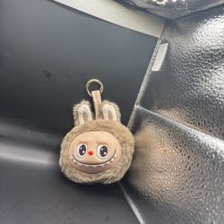Anime Labubu Plush Small Head Bag Keychain Cute Doll  Lite Brown Monster 