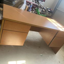 Honey Colored Wooden Office Desk