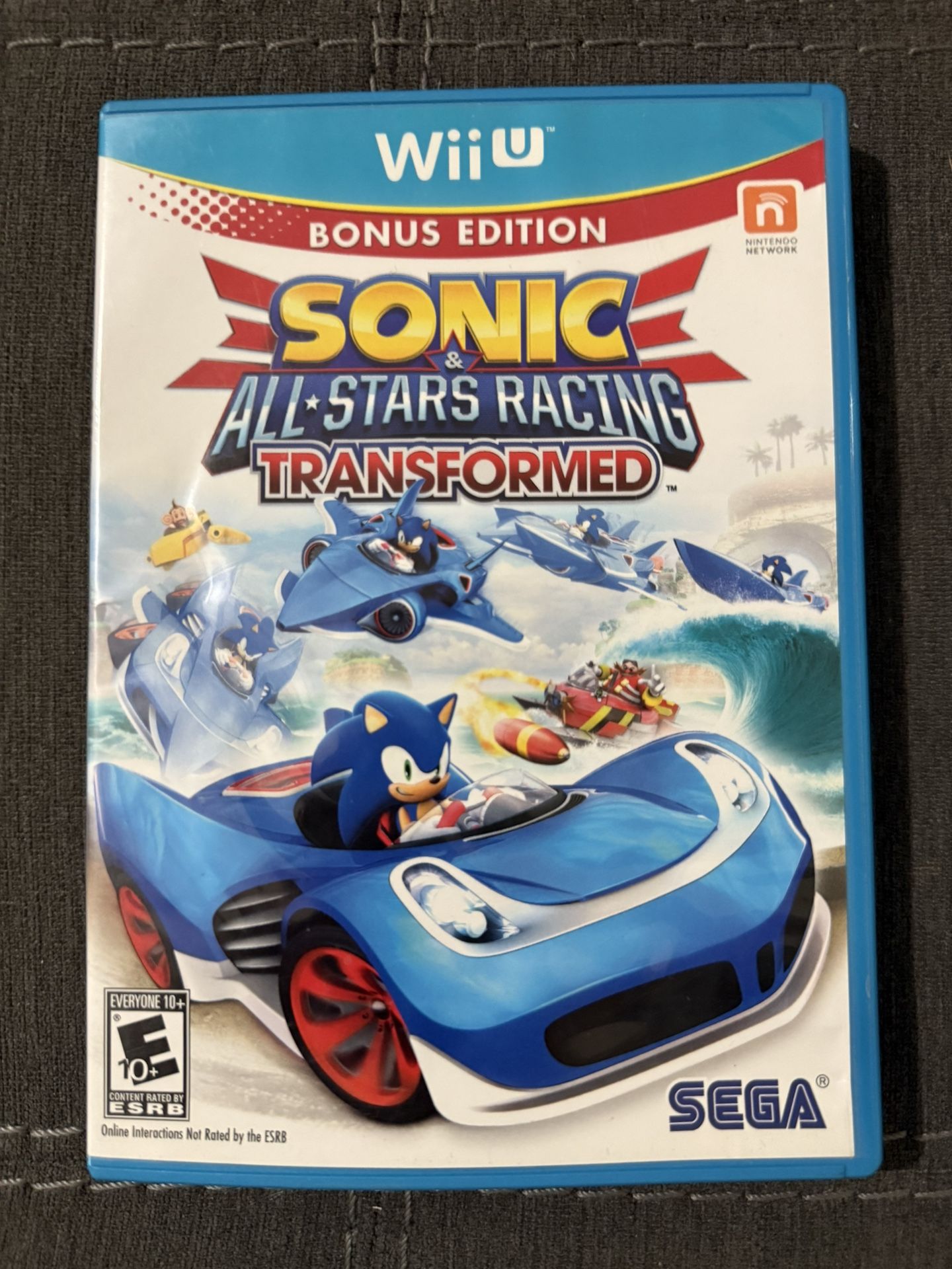 Sonic & All-Stars Racing Transformed Wii U CIB Tested - Great Disc - Bent Case