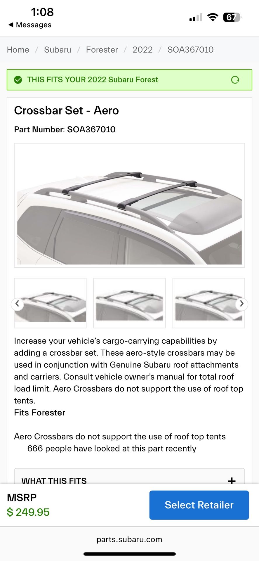 Subaru Cross Bars