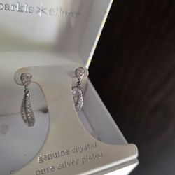 Genuine Crystal And Silver Earrings 