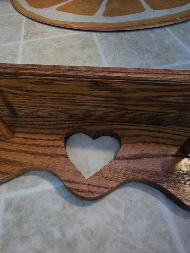 Large Vintage Heart Cutout Shelf, Solid Wood.