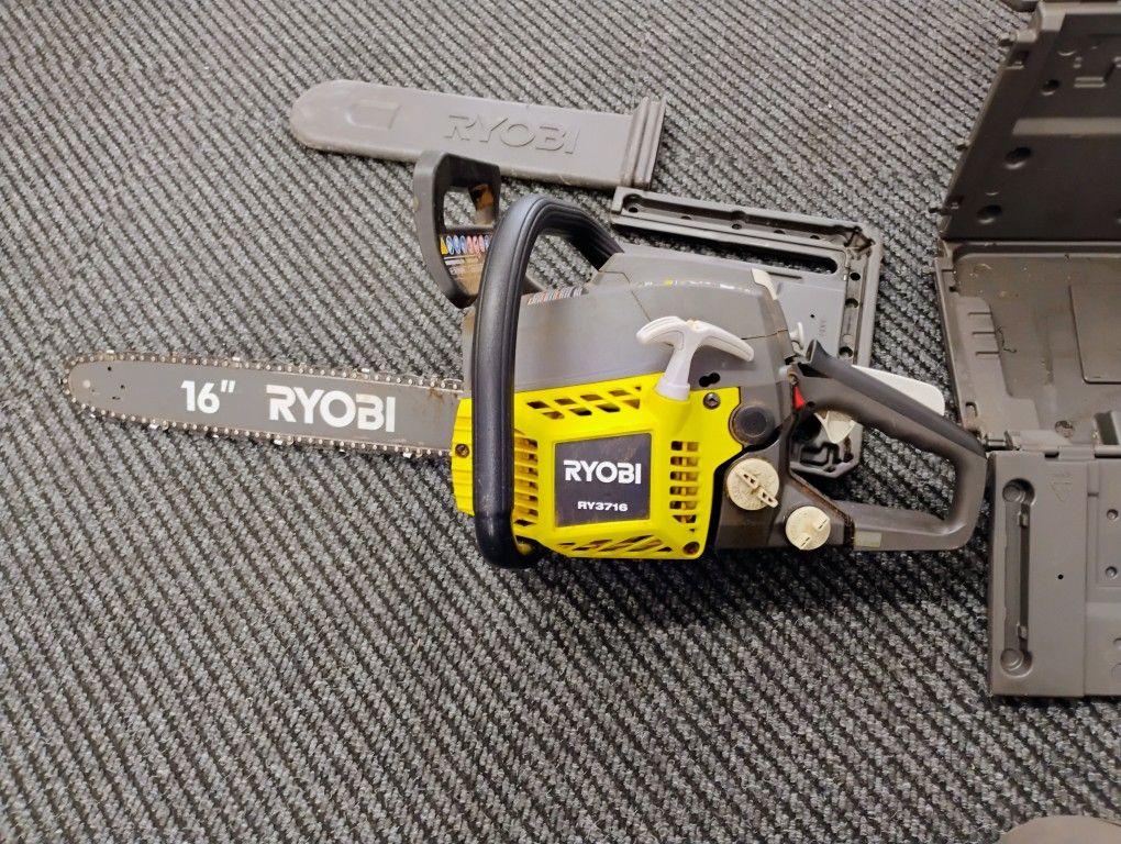 ryobi 16 inch gas chainsaw ry3716 tree saw cutting