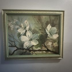 Vintage Floral Painting by Susan Jordan – 32x26 – Framed Art