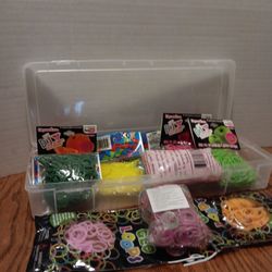 (10) Mixed Bags Bracelet Loom /hair Bands, ect.with Box