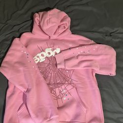 Pink OG web Sp5der hoodie, Large