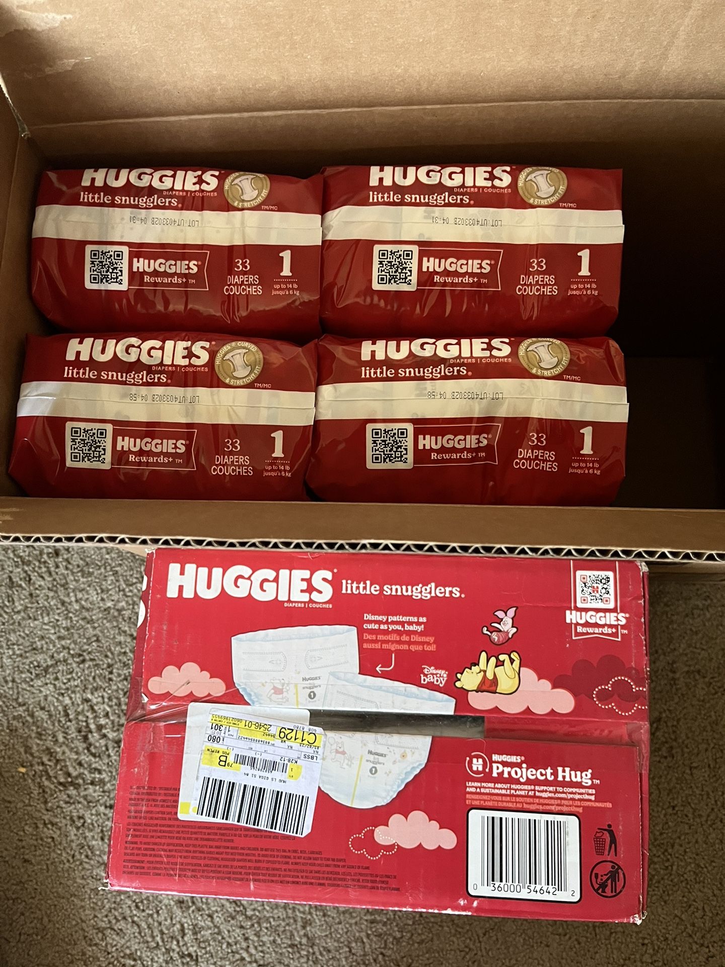 Huggies Size 1 Diapers Package Deal