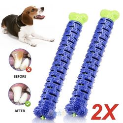 2 Pack Pet Dog Chew Toys Aggressive Chewers Teeth Cleaning Oral Toothbrush Rubber Bone