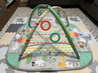 Jumbo Play Mat Converts to Ball Pit Baby Gym, Newborn to Toddler - Totally Tropical (Green)