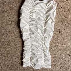 Rutched white mini dress