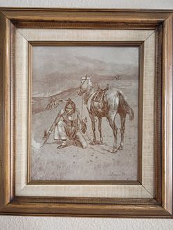 "Burning the Range," by Frederic Remington 1887 Framed Artwork