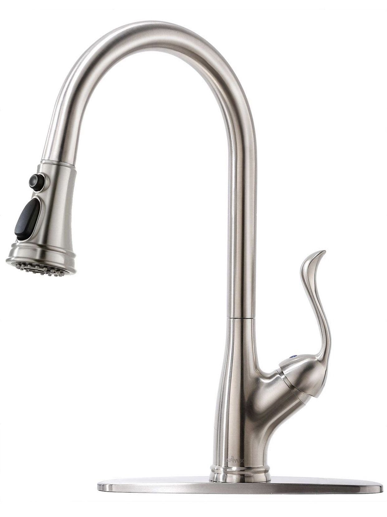 Single Handle Pull Down Kitchen Faucet w  Sprayer, Stainless Steel Brushed Nickel w Escutcheon, NEW