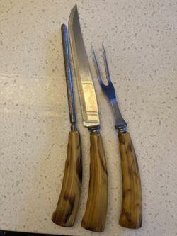 Vintage Bakelite Butterscotch Carving Set