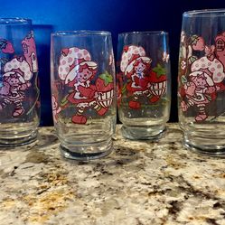 1980’s Strawberry Shortcake glasses and jar with lid.