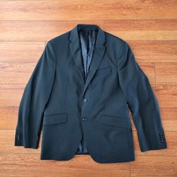 Kenneth Cole Reaction Techni-Cole Slim-Fit Black With Gray Dots Suit Jacket 38S