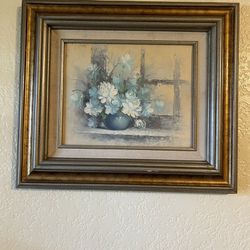 Vintage Oil Painting Flowers Bouquet 