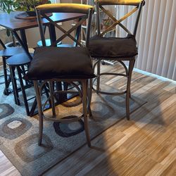 2 All Metal Bar Stools