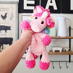 Crochet Unicorn Snuggler Lovey Handmade 
Rainbow Unicorn Plushie Stuffed Animal Toy