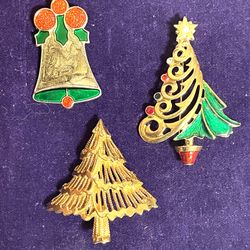 Lot Of 3 Holiday Brooches Radko…