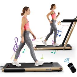 Costway 2.25HP 2-in-1 Folding Treadmill in Yellow