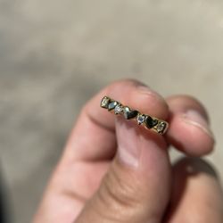 14k Gold Plated Certified Moissanite Heart Ring, Women Moissanite Band Ring Sz 6