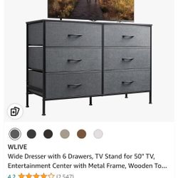 WLIVE Wide Dresser with 6 Drawers, TV Stand for 50"