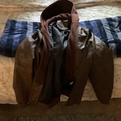 Brown Leather Jacket Hoodie